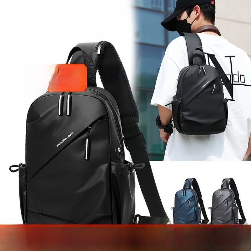 Men's Large Capacity Waterproof Sports Crossbody Bag Casual Chest Bag Single Shoulder Sling Bag Multifunctional Outdoor Backpack