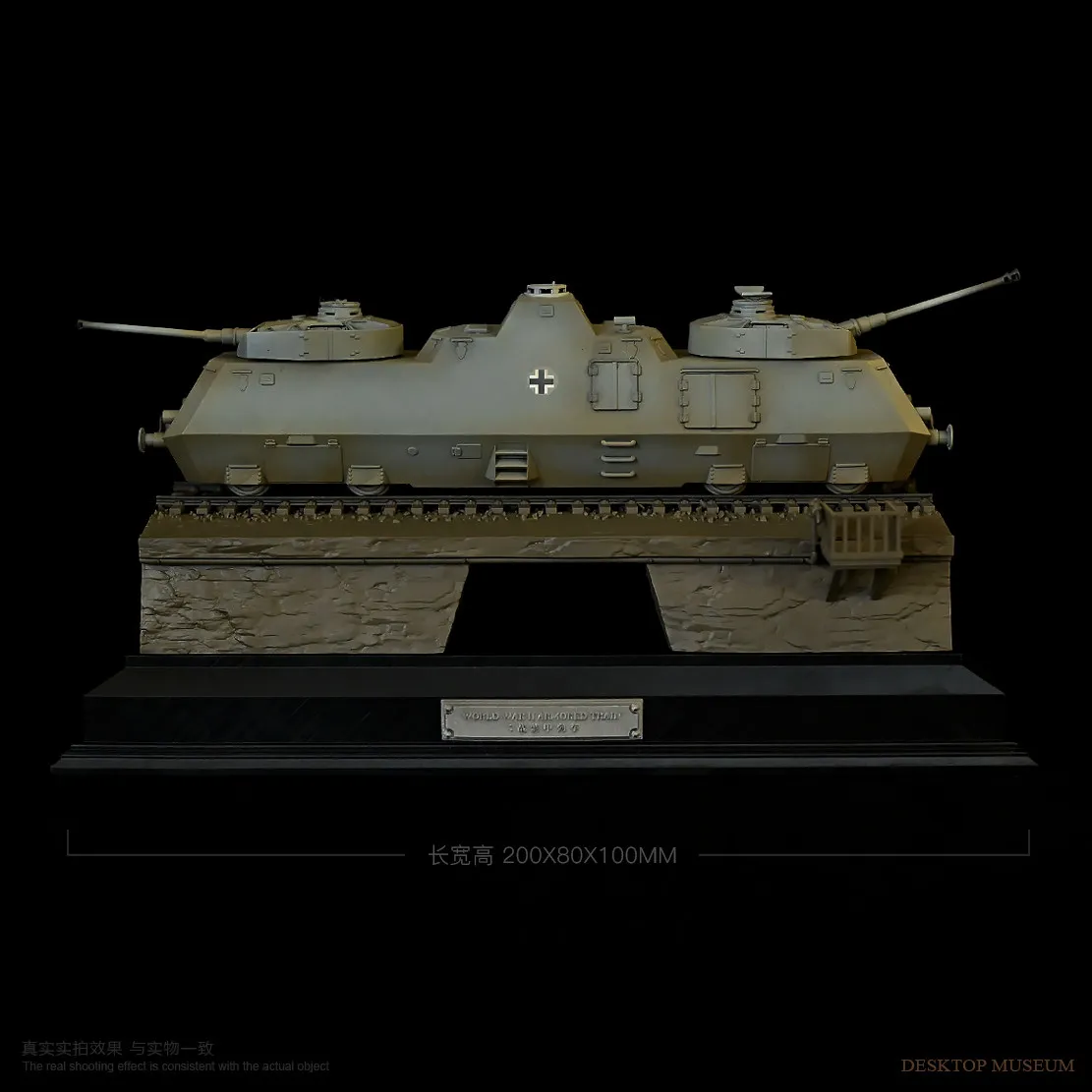 Handcrafted Resin WWII Armored Train Model B Finished Diorama Display Base Length 200mm