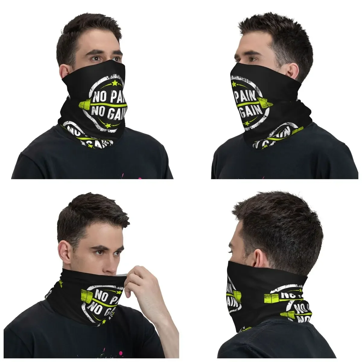 No Pain No Gain Neck Gaiter Women Men UV Face Shield Winter Bodybuilding Fitness Gym Bandana Scarf for Ski