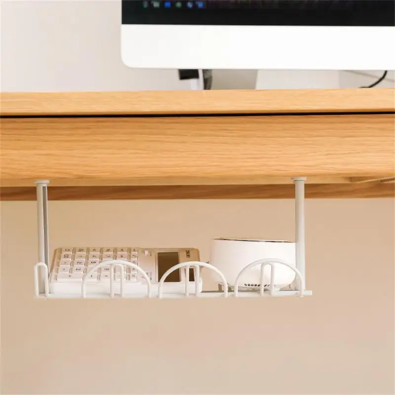 Home Office Desk Cable Organizers Under Table Wire Storage Rack Desk Bottom Shelf Outlet Holder Hanging Wire Cord Management