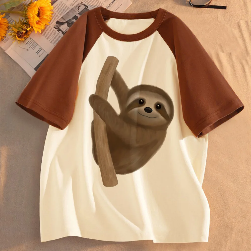 Sloth top tees women 2000s funny gyaru jojifuku baddie tshirt 2000s clearance sales japan kawaii grunge