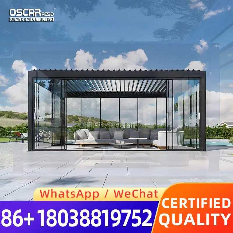 25x25m Aluminum Sun Shade System Complete Powder Coated Enclosure Outdoor Patio and Balcony All Weather European Garden Shelter