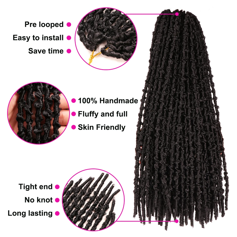 Hair Nest Butterfly Locs Crochet Hair Pre looped Faux Locs Braids Hair Distressed Faux Locs Crochet Extensions For Black Woman