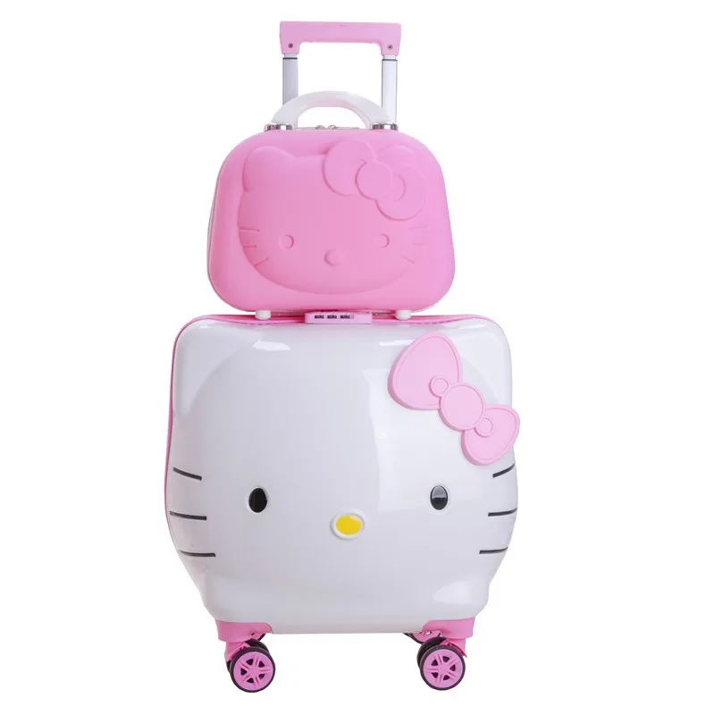 Hellokittys crianças mala moda dos desenhos animados bonito trole caso universal roda senha bloqueio grande capacidade versátil mala