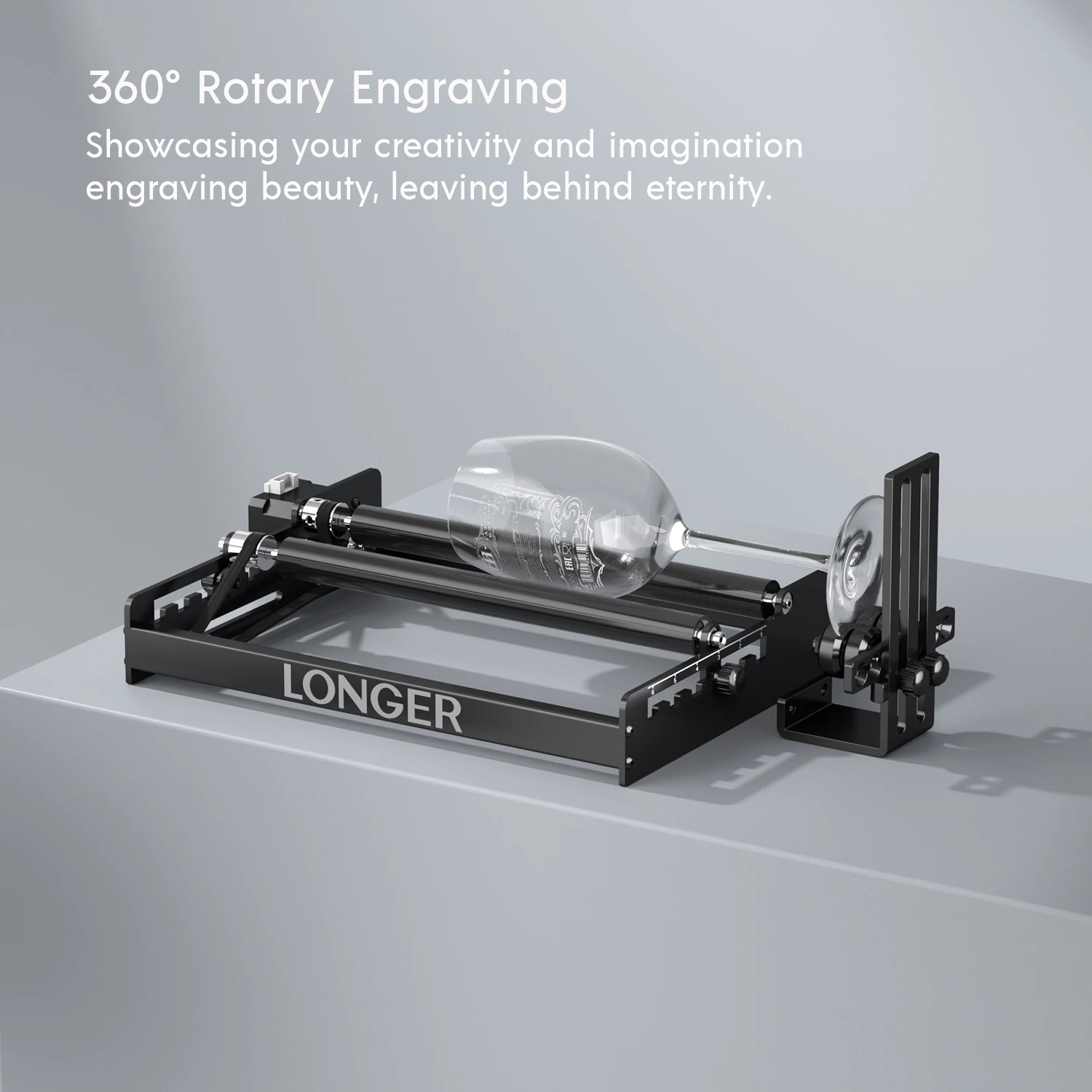 Longer Laser Engraver Rotary Roller&Bracket,  Y-axis 360° Rotation, 6-100mm Engraving Space