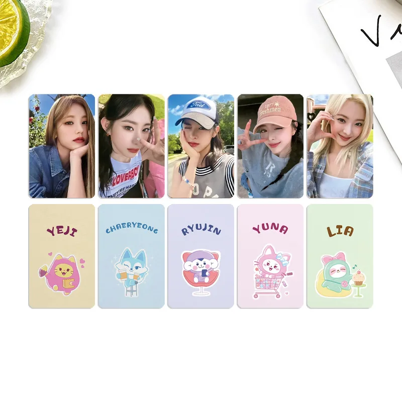 5 pz/set KPOP ITZY WDZY Christmas Cartoon Selfie photowcards List Yeji Ryujin Yuna Fahion cartoline Member Lomo Cards Fans Gifts