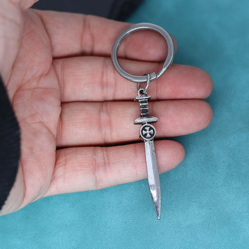 Catholic Military Templar Knights Symbol Keychain Medieval Sword Letter Envelope Opener Soldier Cross Pendant Key Chains - view 3