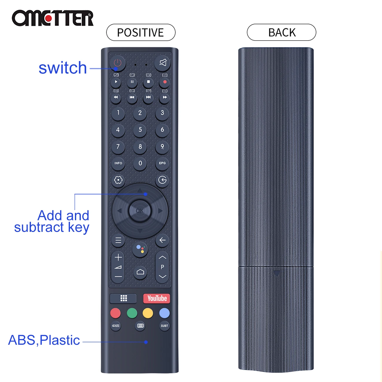 Nouveau pour Changhong TV télécommande remplacer pour les téléviseurs GCBLTVC1GBBT-C2 GCBLTVC1GBBT GCBLTVC1GWBT-HITACHI-1 avec Youtube