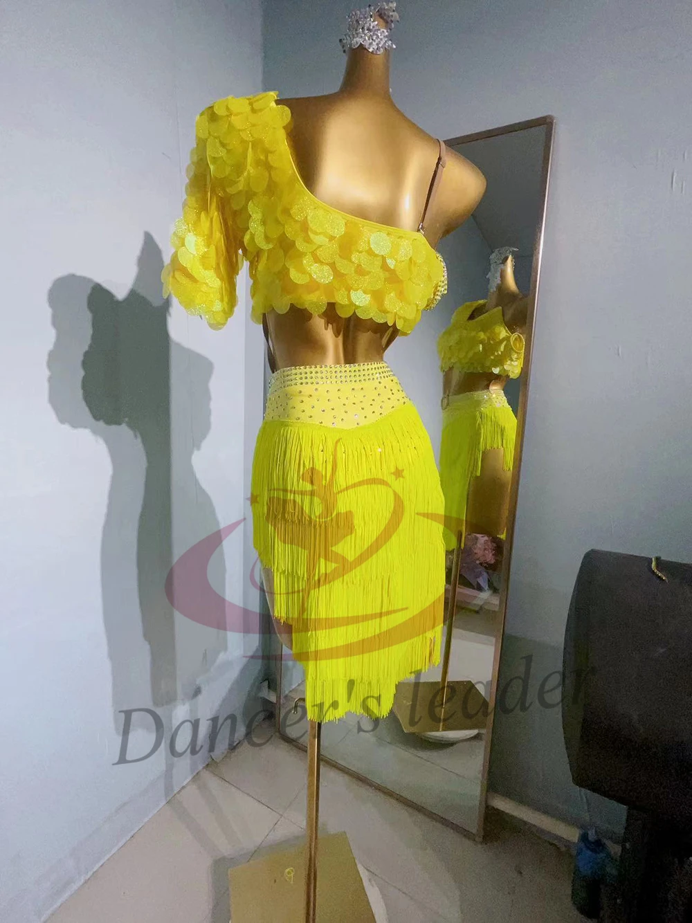 ชุดเต้นลาติน AB Stone สำหรับผู้หญิง ผู้ใหญ่ และเด็ก ชุดประดับเลื่อมระยิบระยับ งานสั่งทำพิเศษ พร้อมพู่ห้อยและดอกไม้ สำหรับการแสดงซัมบ้า