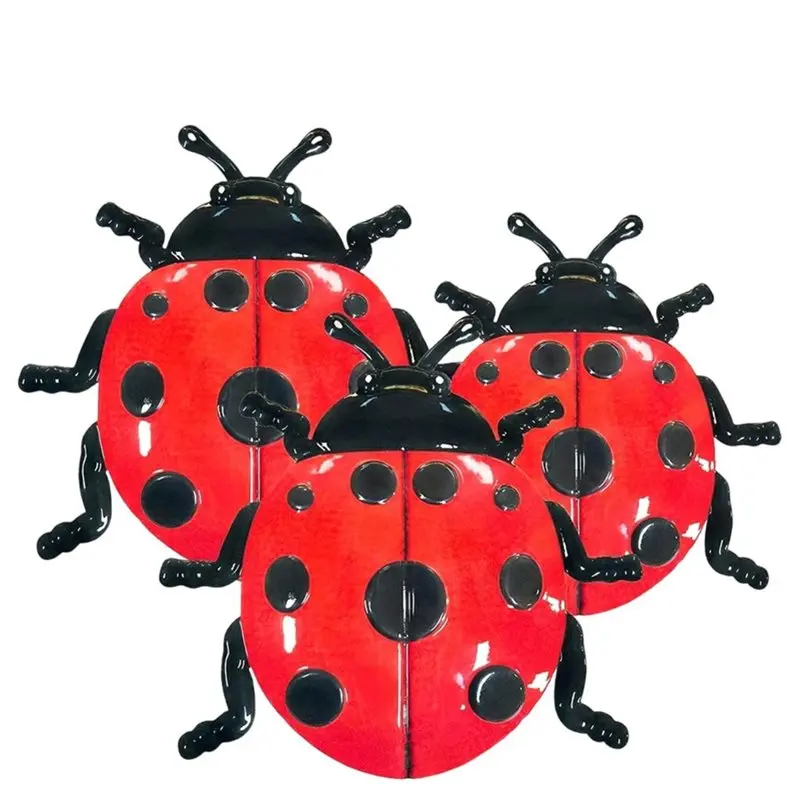 B23B 3PCS Ladybug Iron Wall Decoration 3PCS Ladybug Beetle Home Wall Decoration For Garden Living Room Kitchen Room Porch
