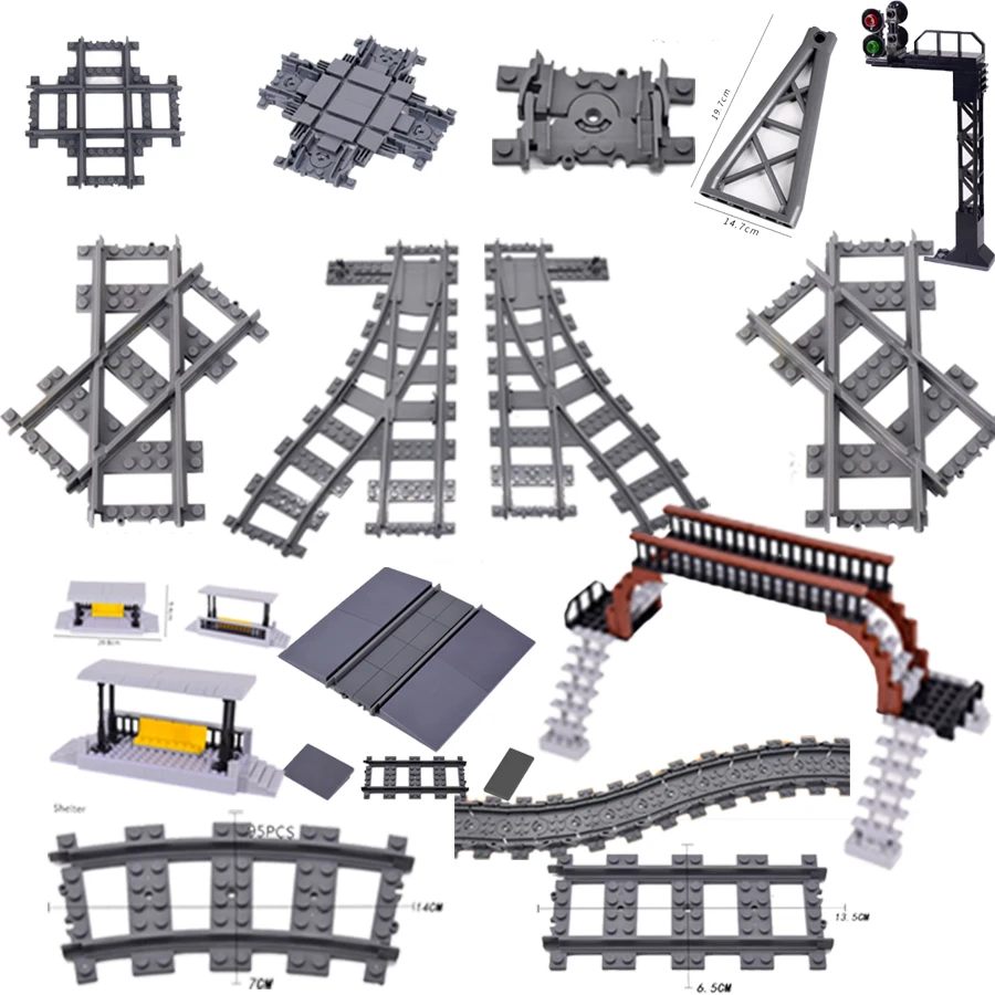 Stadt Zug Gleise Zug Schiene Gerade Gebogene Gleise Sets Bausteine Ziegel Kreuz Flexible Gleis Teile Kinder Bau Spielzeug