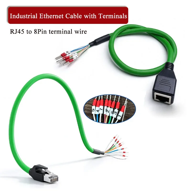 Ethernet To RS232/485 Debugging Line Industrial Ethernet Cable with Terminals RJ45 To 8Pin Terminal Wire Shielded 8PIN To RJ45