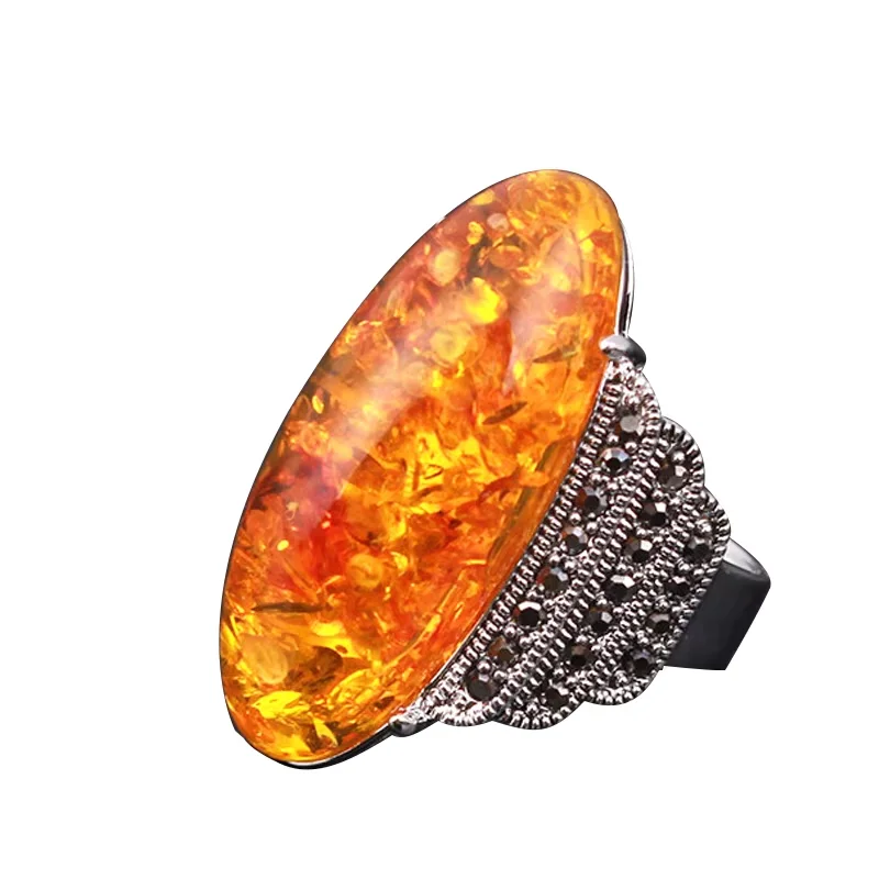 Ajojewel size 7-10 Exaggerated Big Stone Ring For Women Light Green/Dark Green/Red/Clear/Orange Vintage Jewelry Bague