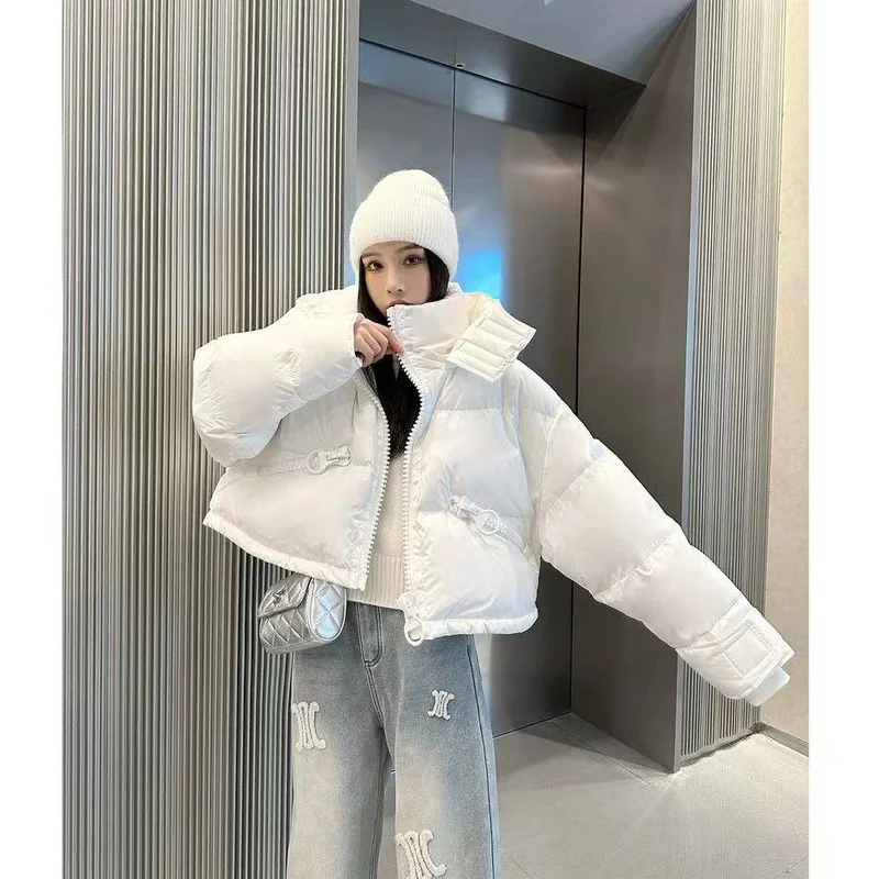 Women\'s Winter Down Jacket Thickened 90 Duck Down Jacket Fashion Big Zip Design Korean Street Fashion Short Bread Down Jacket