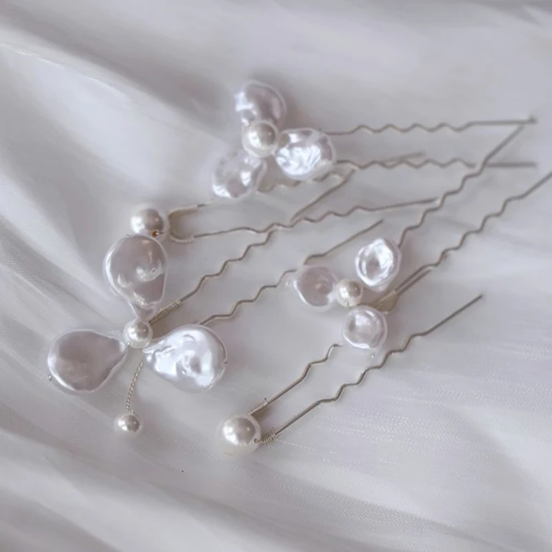 Imitation shell flower Bridal Hair Pins Piece Women Comb Silver Color Wedding Prom Accessories