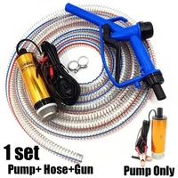 Bomba de aceite 2 en 1, pistola de repostaje eléctrica sumergible, manguera de acero de 5 metros, accesorios de Camping para agua y combustible