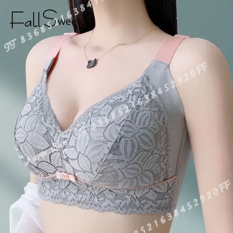 FallSweet Sexy Lace Bras for Women Push Up Comfort Wireless Bralette Plus Size Brassiere Ladies Lingerie