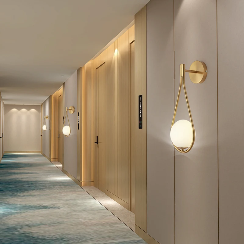 Glass Ball Brass Wall Lamps LED Walkway Modern Design Lighting Fixtures Lustre Indoor Sconces Wall Lights Home Bedroom Decor