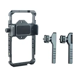 Universal All Metal Phone Rig Cage with Dual Handles Phone Stabilizer Tripod Mount Bracket for Photography Vlog Video Recording