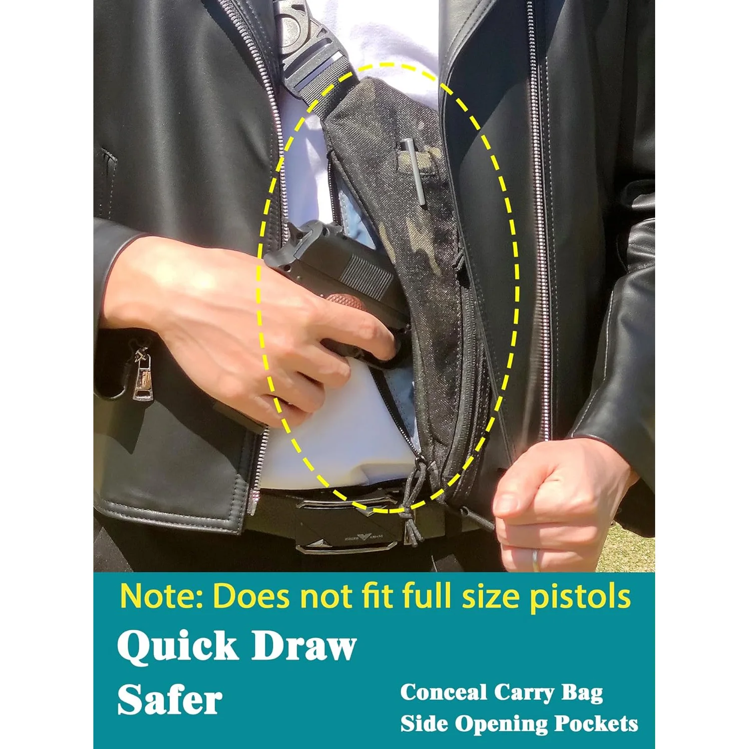 Crossbody Sling Bag with Holster, Anti Thief Conceal Carry Handgun Bag, Stealth Personal Pocket Bag Over Shoulder Backpack