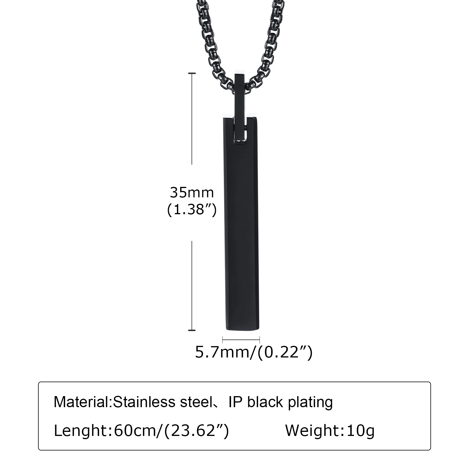 Männer 3d vertikale Bar Halsketten, einfache wasserdichte Edelstahl geometrische Anhänger Kragen Geschenke Schmuck mit Box-Kette – Detail 5