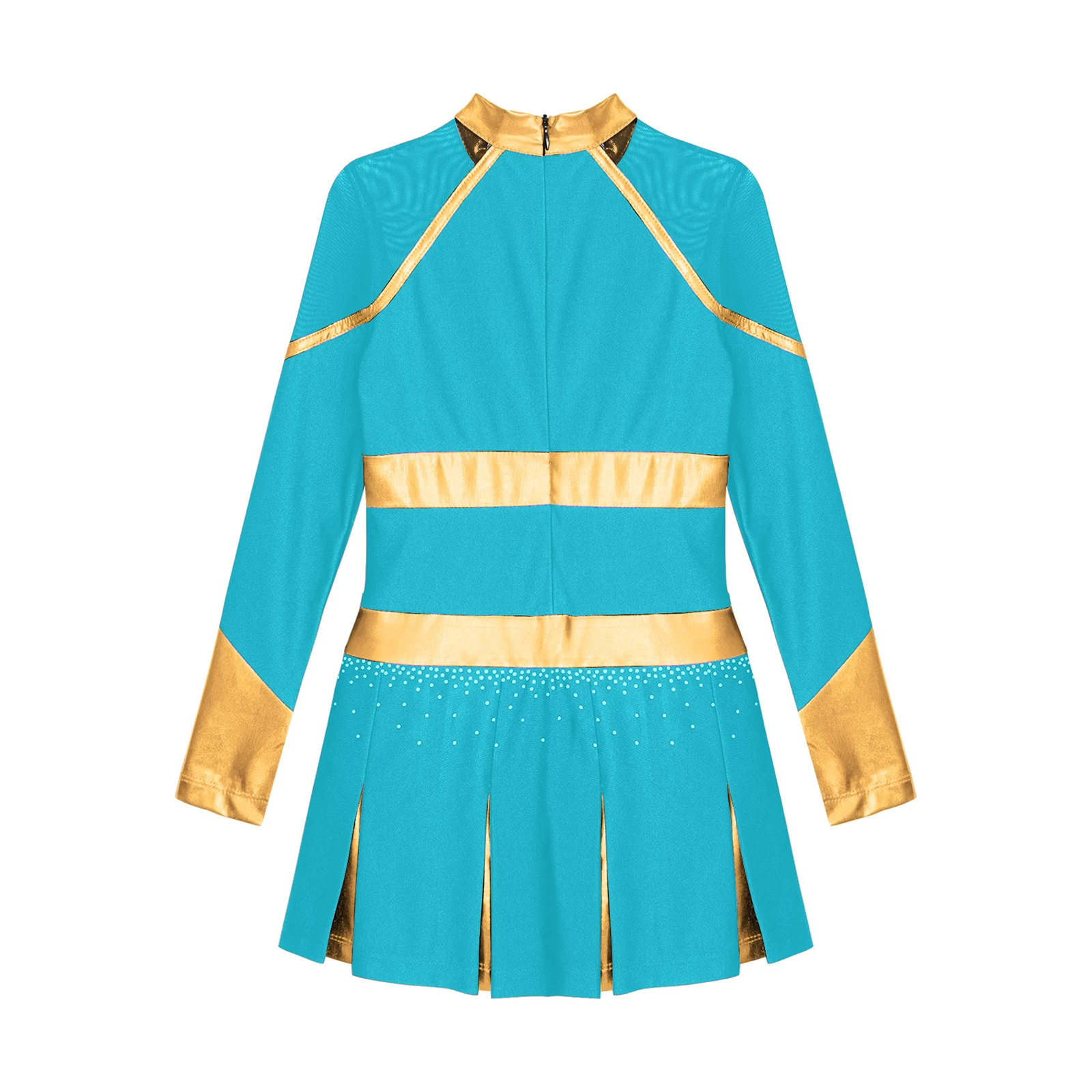 Disfraz de baile para niños y niñas, uniformes de porristas con diamantes de imitación brillantes, Patchwork metálico, m