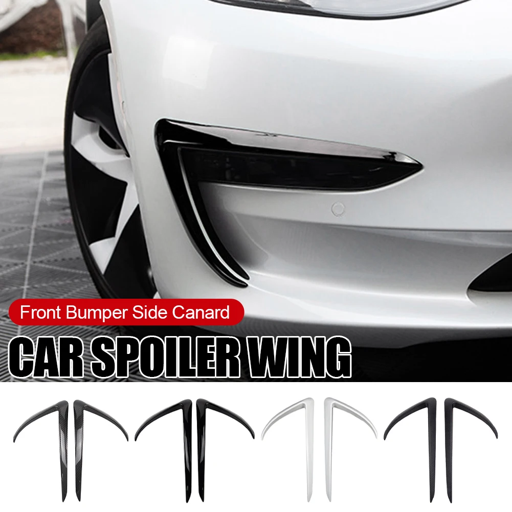 

2pcs Car Front Bumper Lip Spoiler Bumper Side Canards Fog Light Cover Decorative Exterior for Tesla Model 3 17-22 Accessories