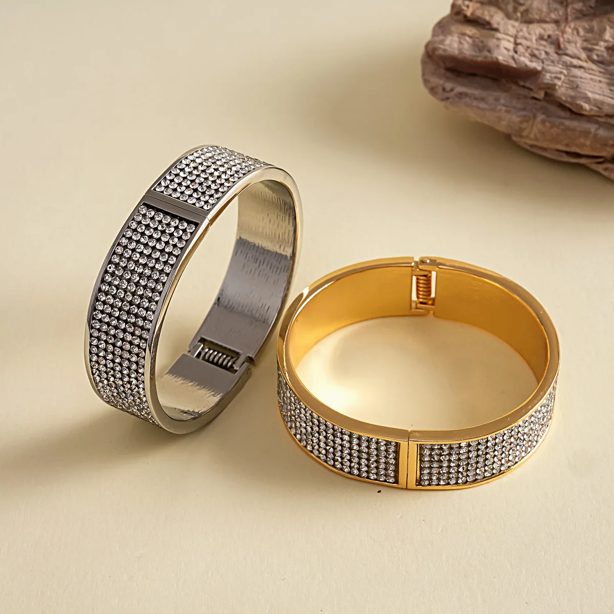 Minimalist Metal Zircon Circle Geometric Bracelet for Women Fashion Bracelet Shiny Bangles bijoux acier inoxidable femme