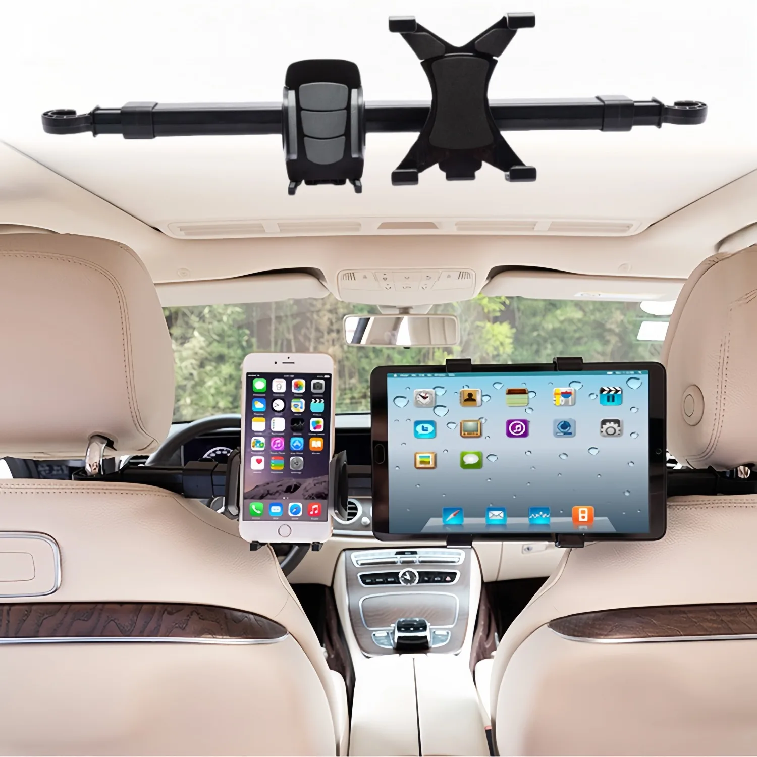 

2 in 1 Car Headrest Tablet Holder Adjustable Tab Car Mount for Back Seat Road Trip for Kids for 4-11" Tablets & Phone Bracket