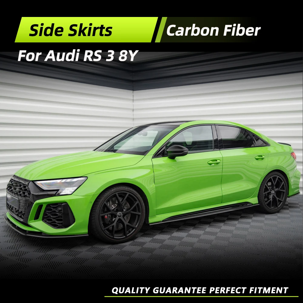 

Car Side Skirts for Audi RS3 8Y 2021-2024 Sedan Sportback Side Extension Lip Spoiler Car Body Kits Rocker Panels Carbon Fiber