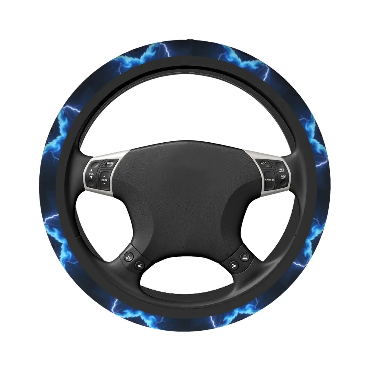 38cm Car Steering Wheel Cover Blue Flame Howling Wolf Elastic Braid On The Steering Wheel Cover Auto Steering-Wheel Accessories