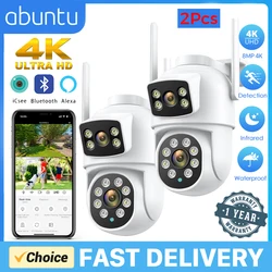 1/2Pcs 8MP 4K PTZ Wifi Kamera Podwójny obiektyw Podwójny ekran Zewnętrzna kamera monitorująca CCTV Night Vision Ai Human Detecrion ICSEE APP