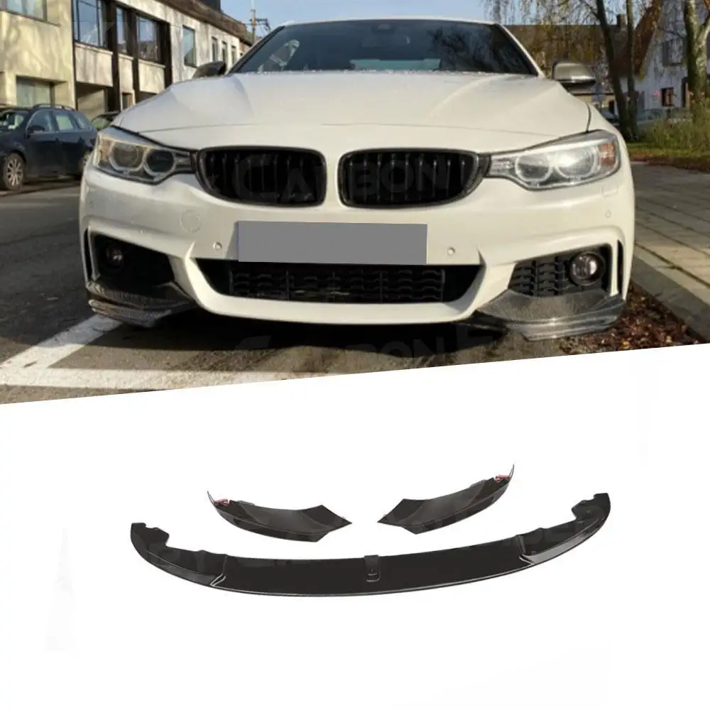 

3Pcs Gloss Black Front Bumper Lip Spoiler Splitters for BMW 4 Series F32 F36 M Sport 2014+ Front Bumper Side Splitters Car Style