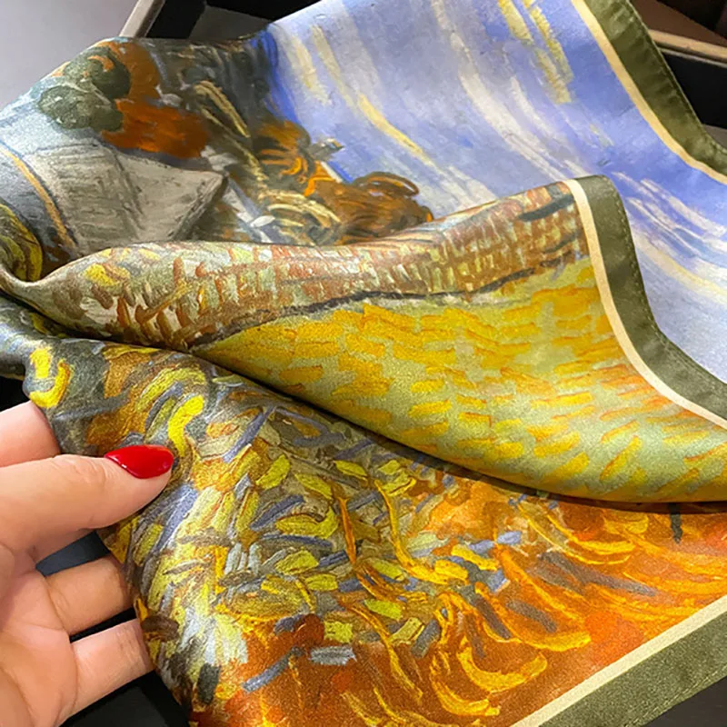 100% Silk Scarf Square Scarves Neck Kerchief Women Pure Foulard Hairbands Lady Flower Designer Female Bandana Ties Bandana Hijab