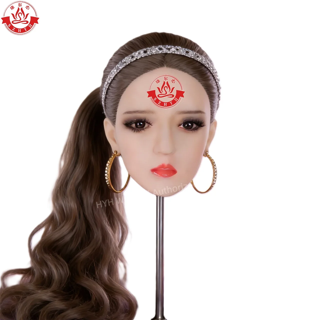 

Манекен Wonanii из пищевого ТПЭ с большой головой HYH-THB-KX-0094, интерфейс M16, с открытым ртом, для тренировок по макияжу, дизайна причесок, демонстрации украшений