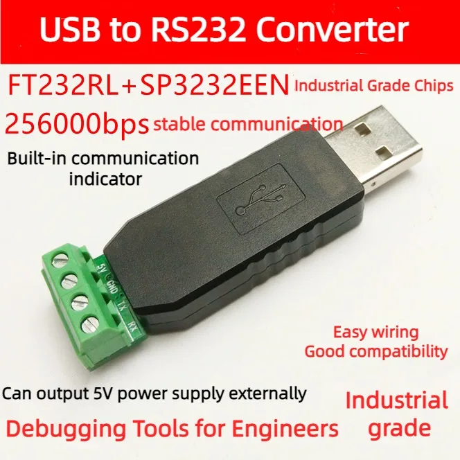 

USB-RS232 Converter Industrial Grade FT232RL+SP3232EEN Good Compatibility