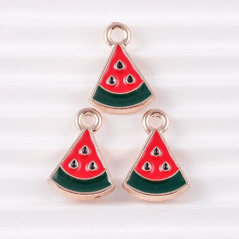 10 Stück 11x16mm Niedliche Mini-Emaille-Frucht-Wassermelonen-Anhänger für Schmuckherstellung, Ohrringe, Halsketten, Armbänder, DIY-Bastelarbeiten, Geschenke – Detail 4