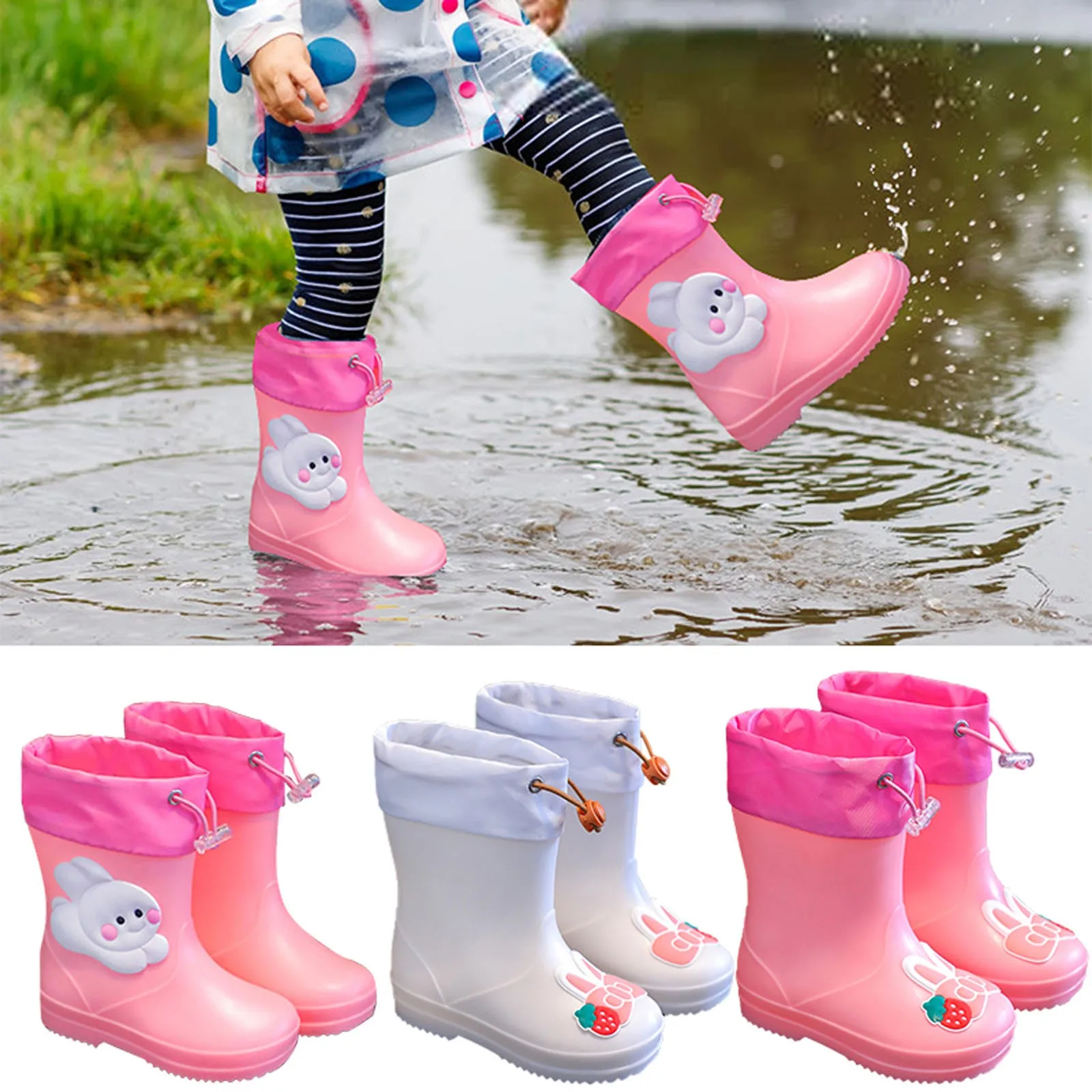 

Waterproof Anti-slip Cute Cartoon Multi Style Design Children's Rainboot Cartoon Keep Warm PVC Rubber High Shoes for Baby