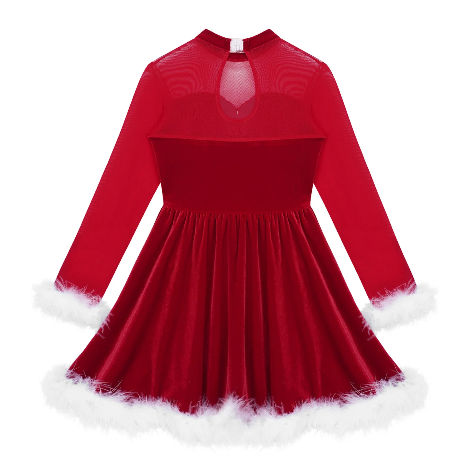 Christmas Dance Costume for Kids Girls Stage Performance Shiny Sequins Figure Skating Dress Ballet Dance Tutu Dress Dancewear