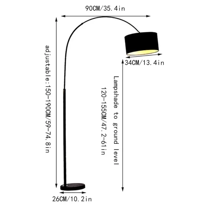 

12W 3000-6000K Modern Design Bedroom Living Room Cloth Cover Stand Light Dimmable Curved Led Floor Lamp with Remote Control