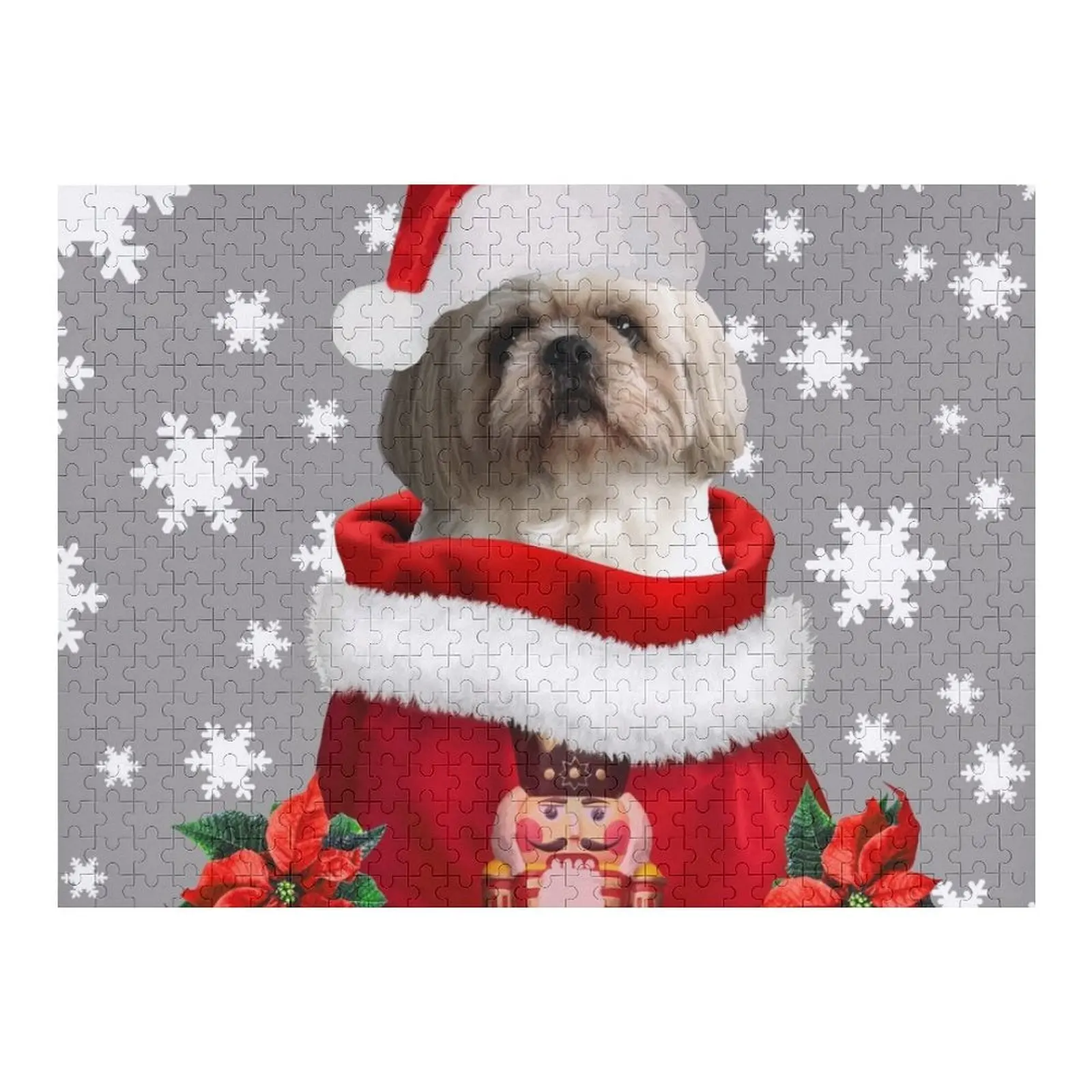 

shih tzu Dog Santa Claus - Winter Christmas Bag Jigsaw Puzzle Personalized Kids Gifts Photo Custom Puzzle