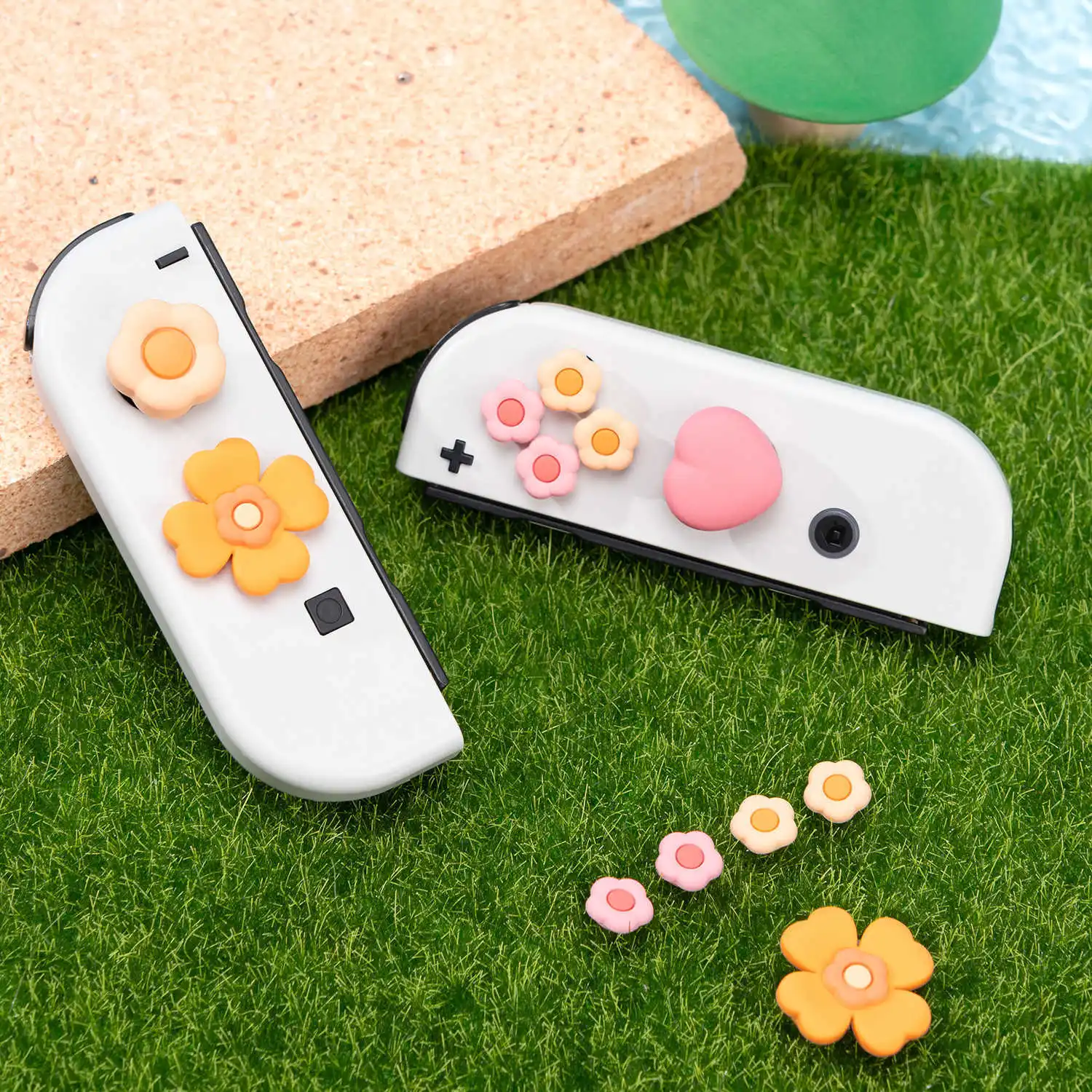 Casing kulit stiker kunci ABXY silikon lembut d-pad, sarung penutup pegangan tongkat jempol untuk sakelar Oled NS Joy-con