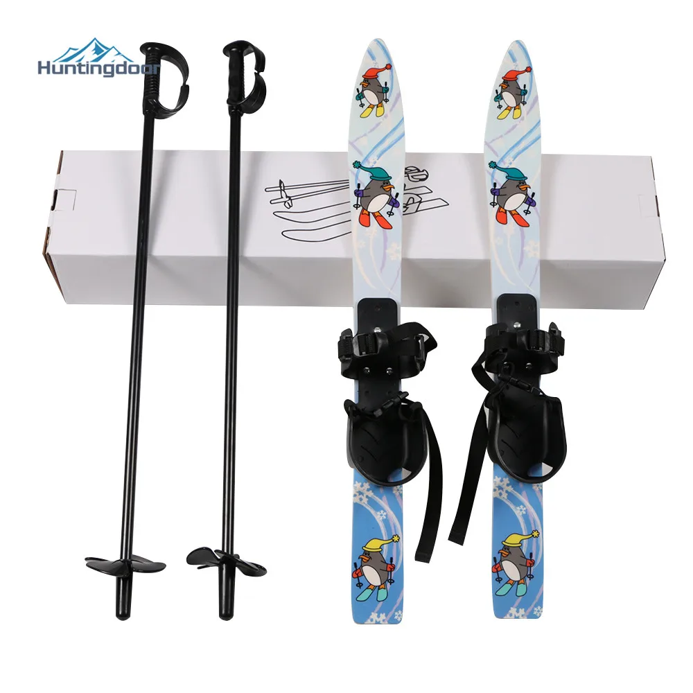 Children Ski Board Snowboarding Binding Ski Poles for Kids Skiing Snowboard Gifts Winter Sports Ski Board 5-10 years old