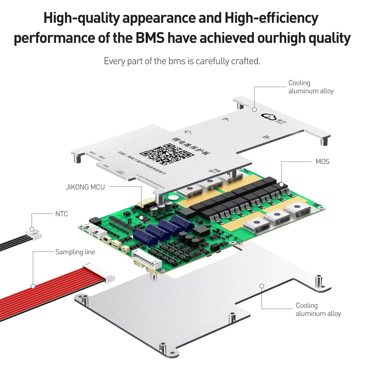 JIKONG JK-B2A24S30P 300A Active Balance 2A Lifepo4 LTO BMS PCBA Add Control Key 8S17S20S24S 12V24V72V Home Energy Storage view 4