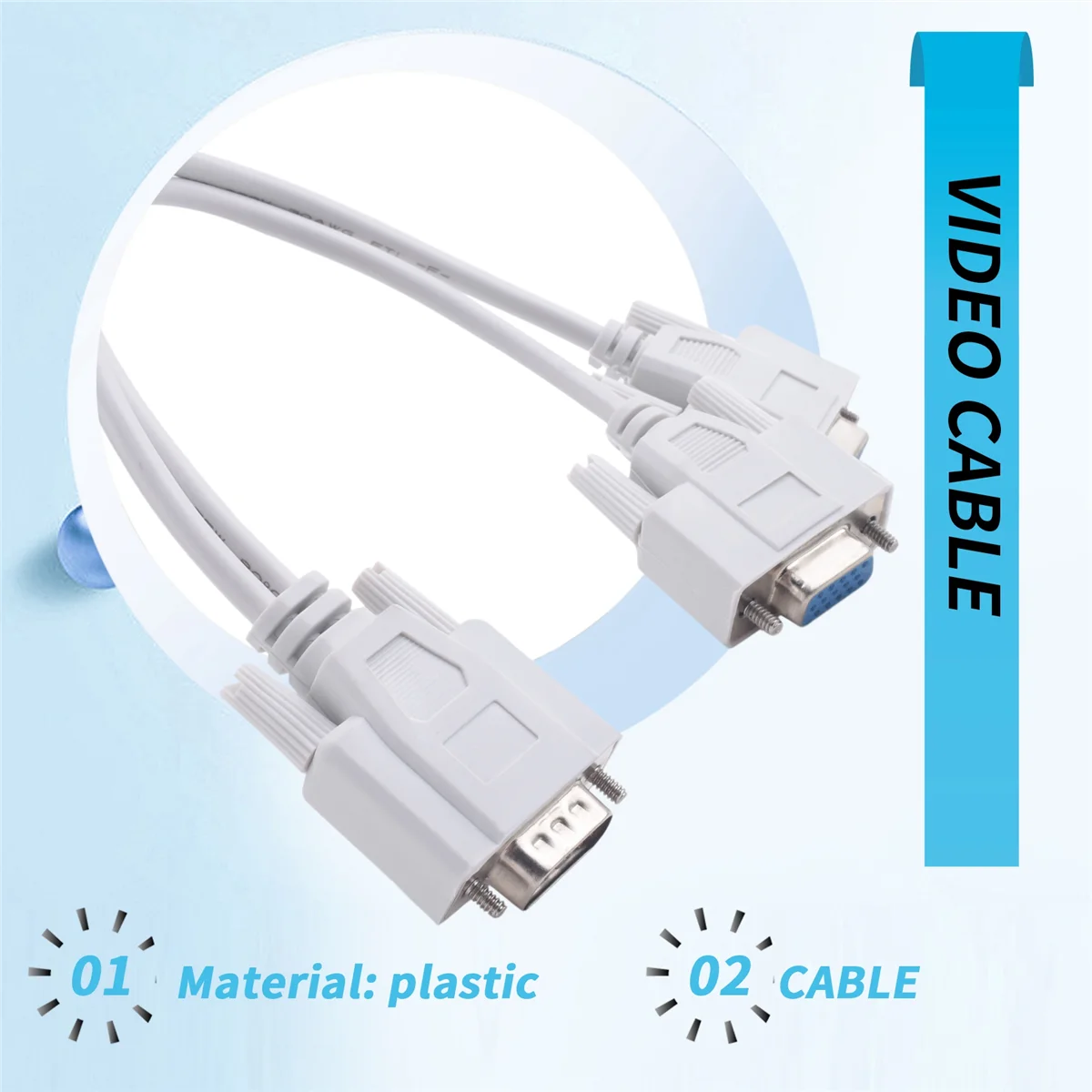 NEW 1 PC to 2 MONITORS SPLITTER CABLE FOR VGA VIDEO_N34R