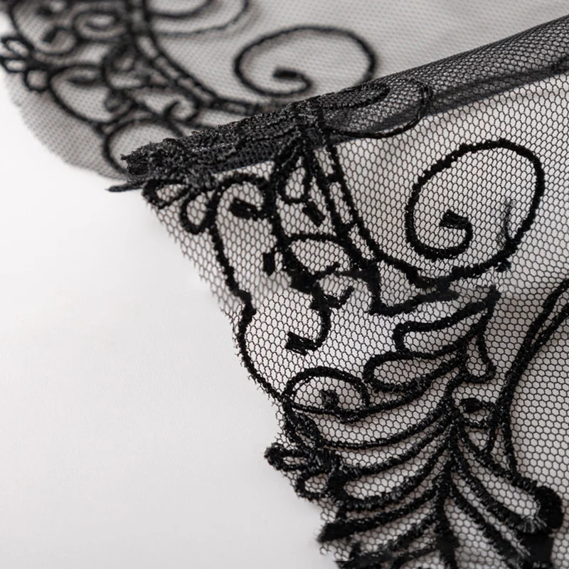 1 Yards Black Mesh Bottom Embroidered Lace Small Floral Mesh Fabric Lace New Bra Underwear Clothing Fashion Accessories Fabric