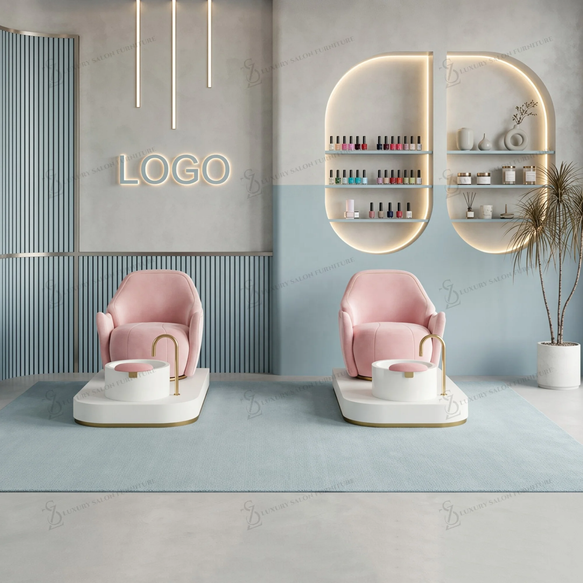 New Luxury Pink Pedicure Chairs Foot Spa Custom Nail Salon Pedicure Spa Chair Manicure Chairs Surfing Feature Foot Massage Chair