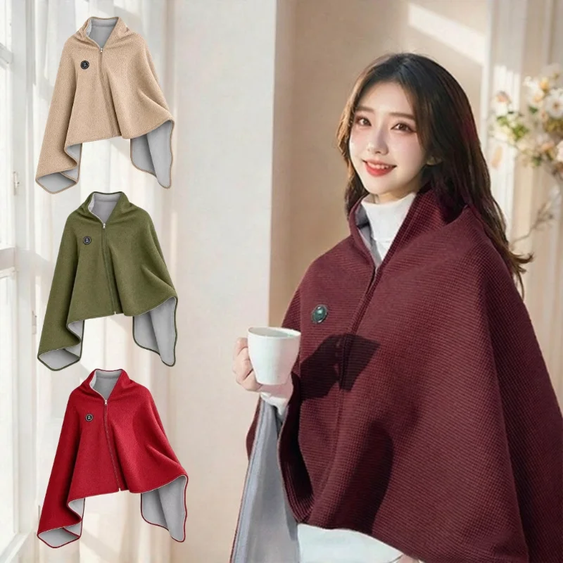 Portable Heated Shawl Wrap USB Fast Heating Wearable Cozy Blanket For Office Car Home Travel Winter Lightweight Comfort Soft