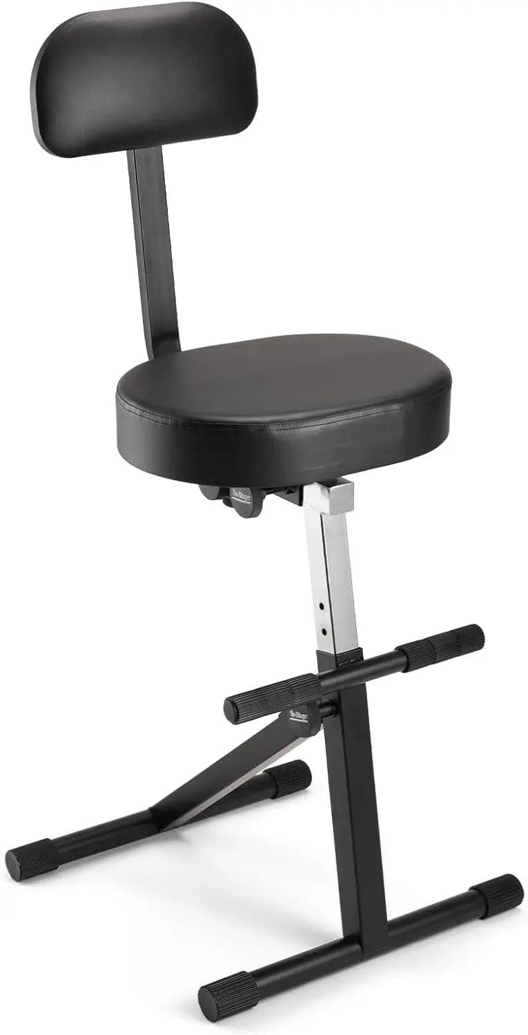 DT8500 Guitar/Keyboard Throne (Seating for Keyboards, Pianos, Synths, Organs, and Guitars, Adjustable Height, Padded Ba