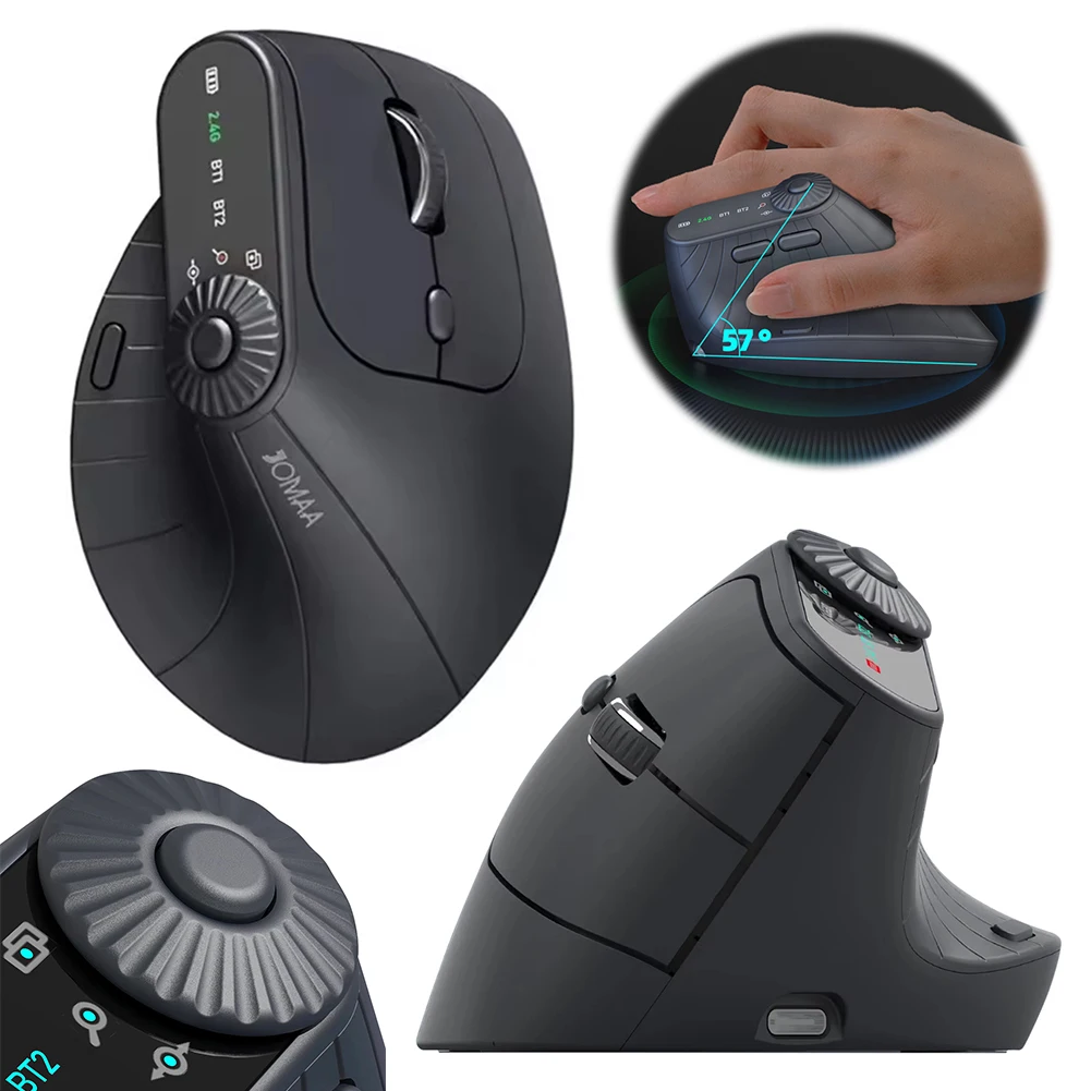 

Vertical Wireless Mouse Rechargeable Bluetooth-Compatible +2.4GHz Vertical Ergonomic Mouse 1000/1200/1600/2400 DPI for Laptop PC